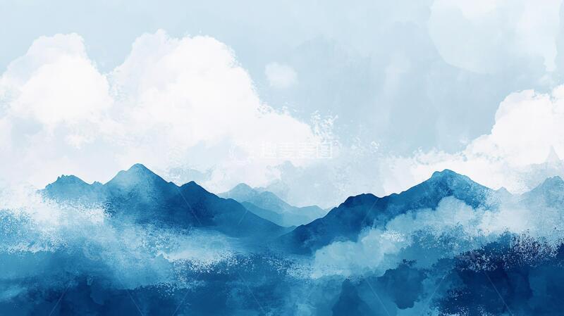 高清大图下载【趣麦麦图】宽幅水墨山景1