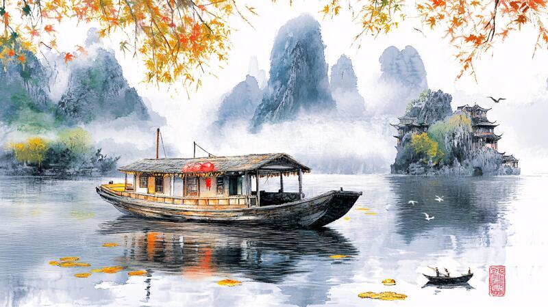 高清大图下载【趣麦麦图】精美水墨秋韵1