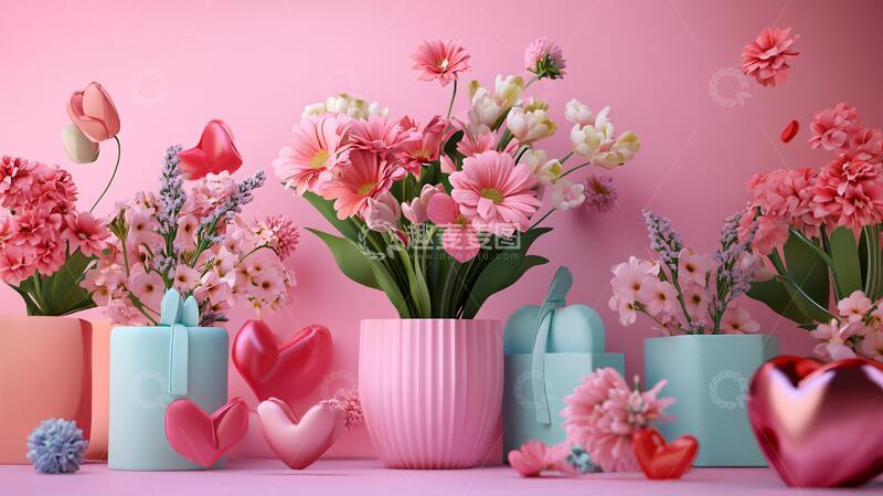 高清大图下载【趣麦麦图】浮雕花卉与爱心