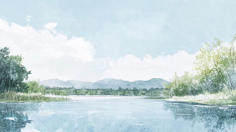 高清大图下载【趣麦麦图】宽屏风景画插画景色手绘