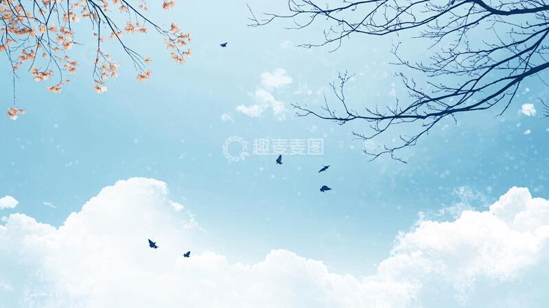 高清大图下载【趣麦麦图】蓝天白云树枝