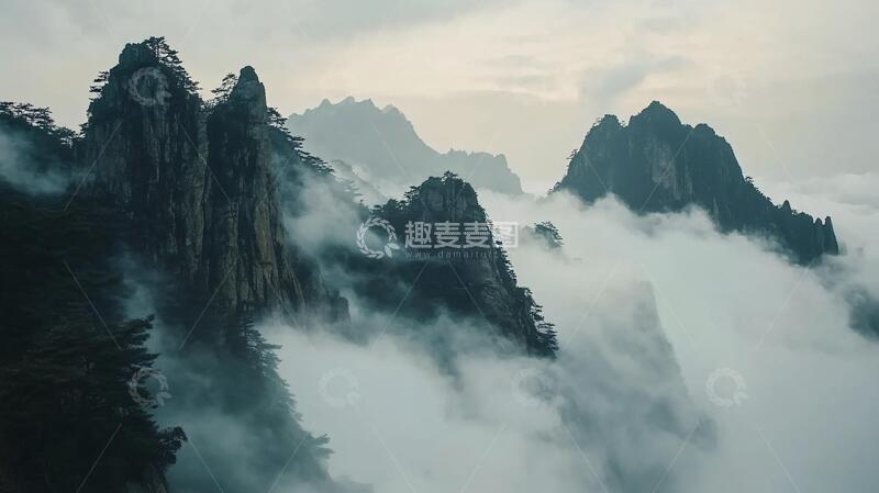 高清大图下载【趣麦麦图】云海风光奇松怪石