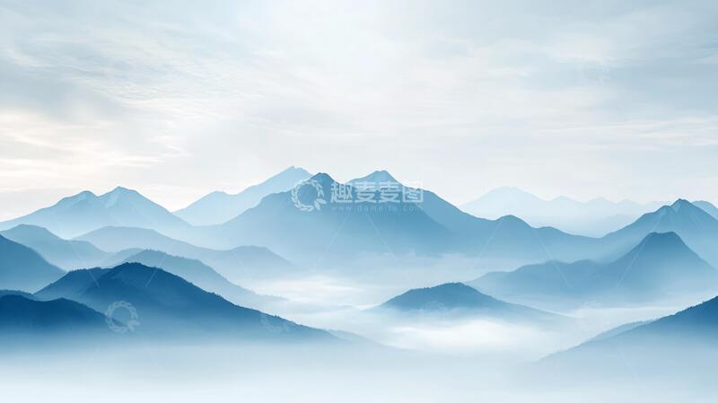 高清大图下载【趣麦麦图】蓝调远山背景8