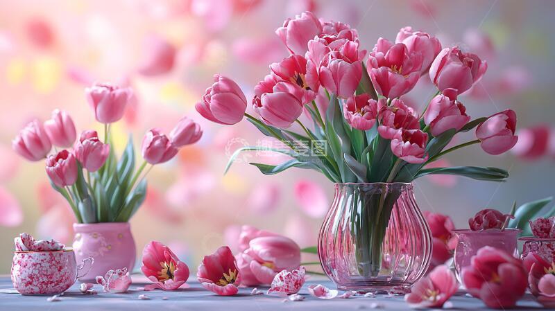 高清大图下载【趣麦麦图】郁金香壁纸画幅花瓶壁纸