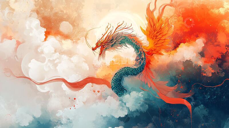 高清大图下载【趣麦麦图】-龙年横版插画2