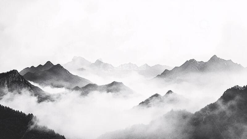 高清大图下载【趣麦麦图】黑白意境水墨山2