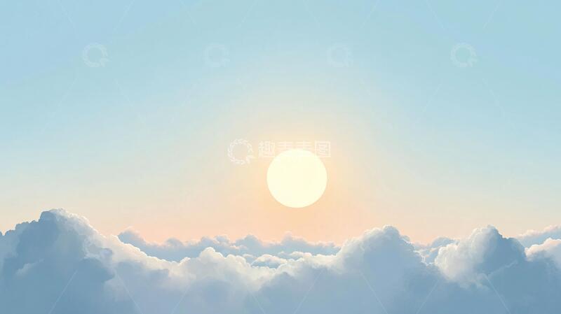 高清大图下载【趣麦麦图】云海插画插画落日素材