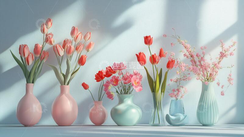 高清大图下载【趣麦麦图】郁金香花瓶花瓶花卉模型