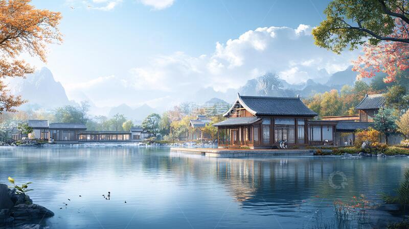 高清大图下载【趣麦麦图】山水楼阁雅致意境风2