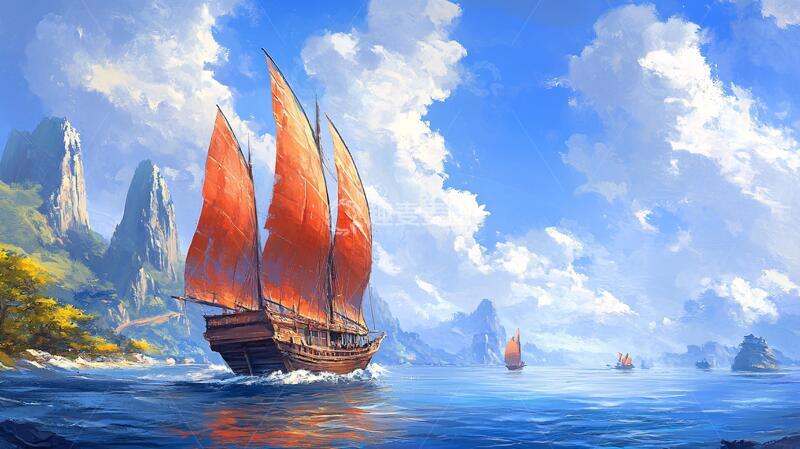 高清大图下载【趣麦麦图】扬帆启航高清画1