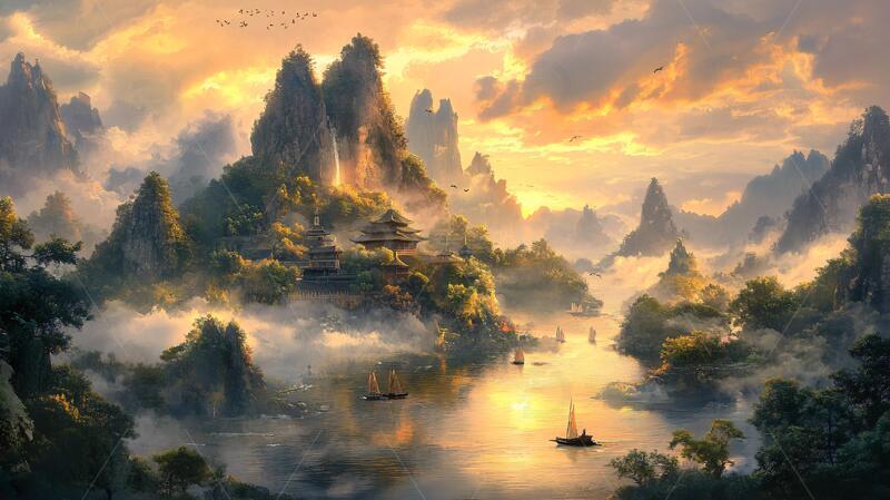 高清大图下载【趣麦麦图】古风山水场景14