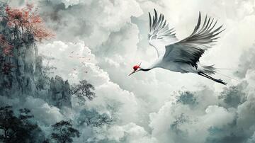 仙境插画仙鹤仙境