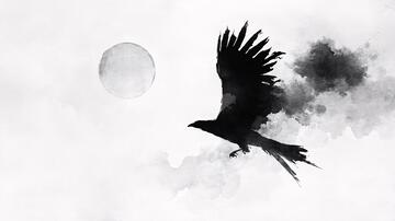 水墨飞鹰飞鸟雄鹰秃鹫