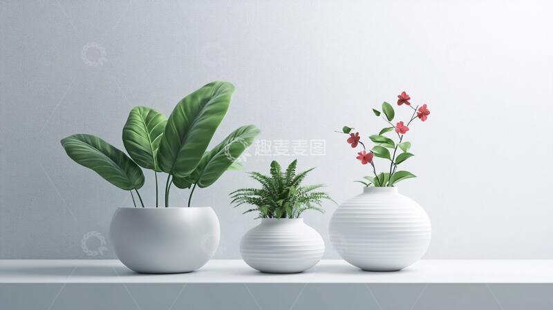 高清大图下载【趣麦麦图】白色花盆组合