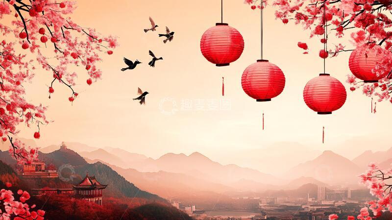 高清大图下载【趣麦麦图】东南沿海春晚背景