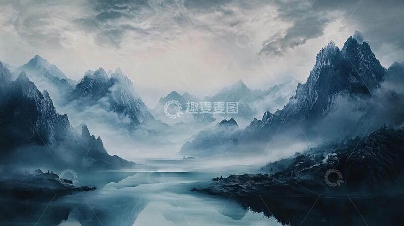 高清大图下载【趣麦麦图】蓝色梦幻山水风情7