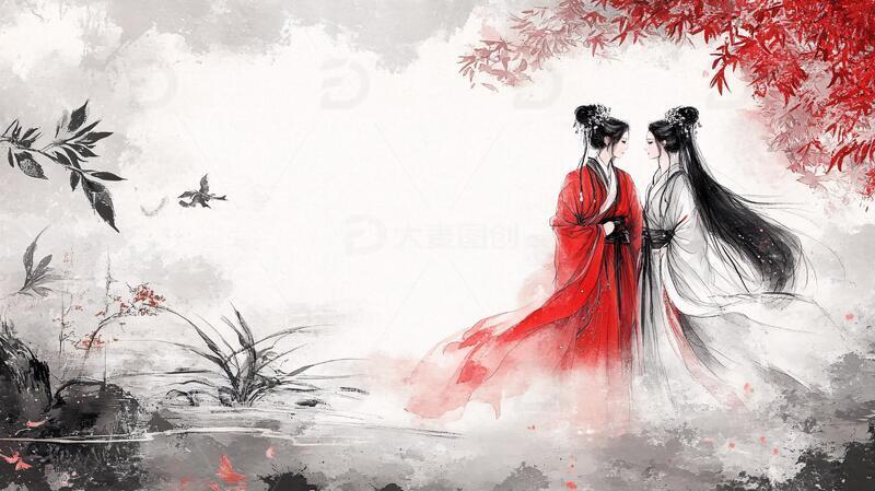 高清大图下载【趣麦麦图】古风美女古风情侣