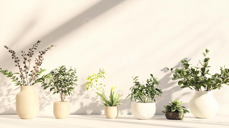 高清大图下载【趣麦麦图】阳光与盆栽植物花盆盆栽