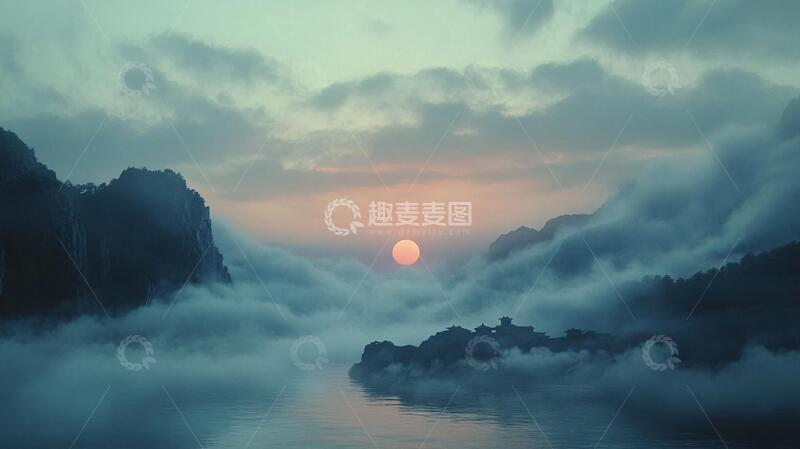 高清大图下载【趣麦麦图】巨幅山水日出4