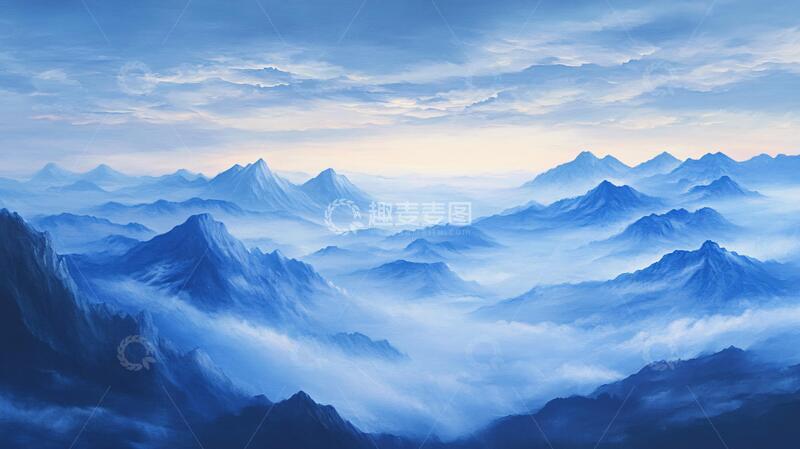 高清大图下载【趣麦麦图】蓝调远山背景7