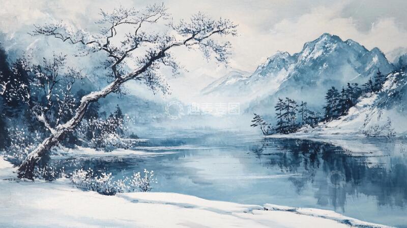 高清大图下载【趣麦麦图】雪景油画油画雪景绘画