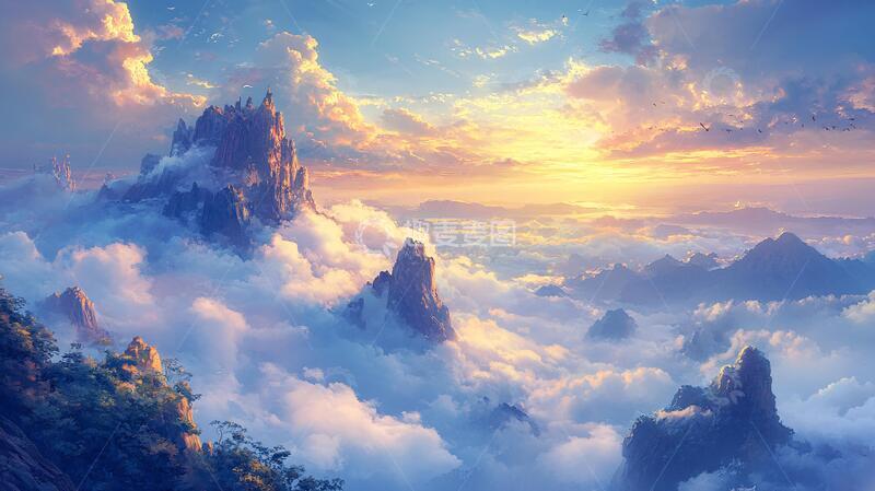 高清大图下载【趣麦麦图】云海山脉云雾仙境大气