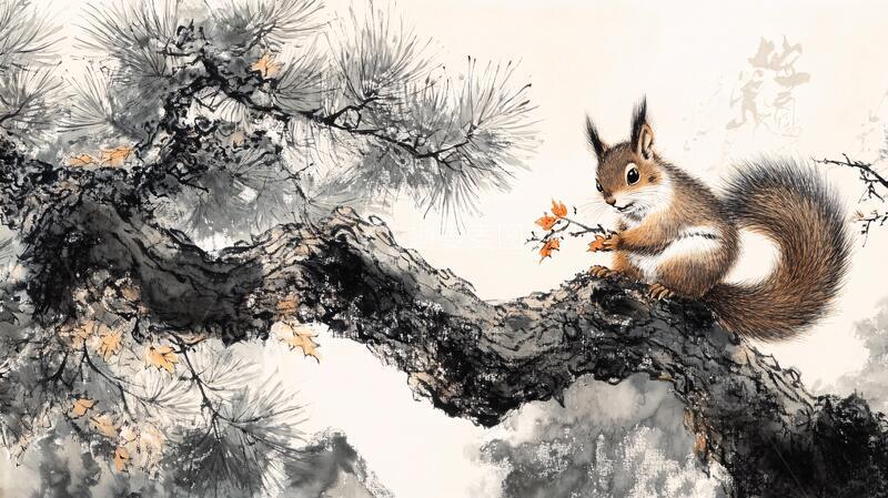 高清大图下载【趣麦麦图】松鼠手绘图片