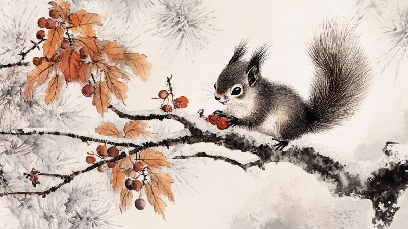 高清大图下载【趣麦麦图】松鼠手绘图片2