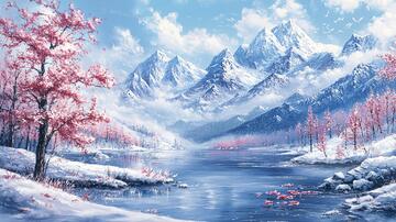 宽屏风景画河流森林壁纸