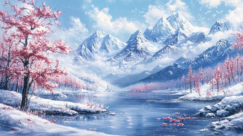 高清大图下载【趣麦麦图】宽屏风景画河流森林壁纸