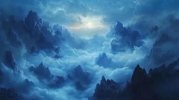 仙境云海图仙境油画素材