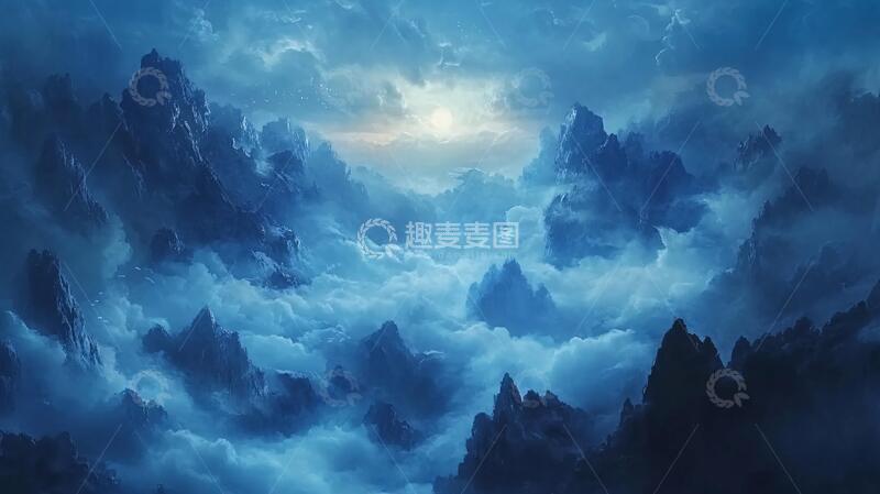 高清大图下载【趣麦麦图】仙境云海图仙境油画素材