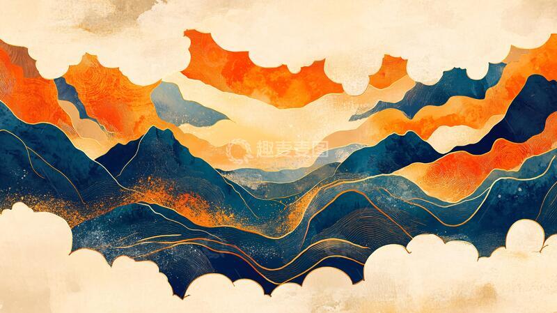 高清大图下载【趣麦麦图】抽象装饰画意境山水画