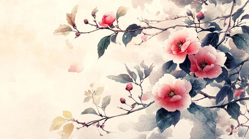 高清大图下载【趣麦麦图】唯美古风水彩花卉