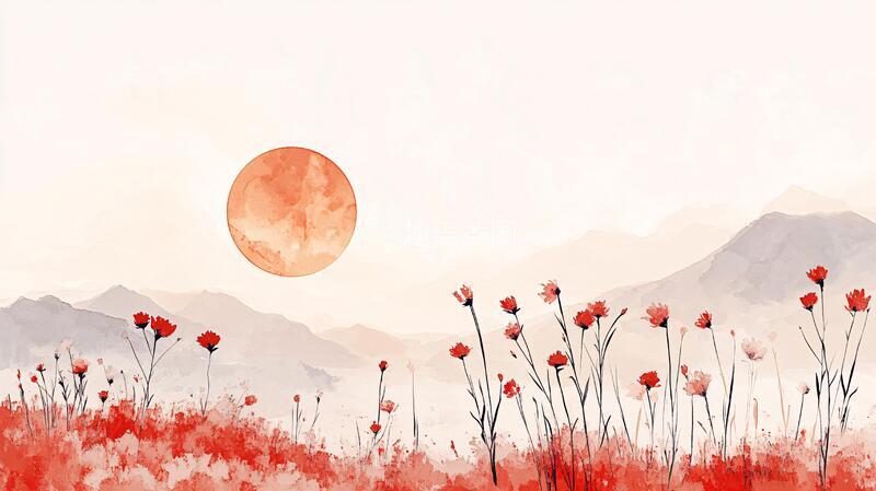 高清大图下载【趣麦麦图】插画红日插画红日意境2