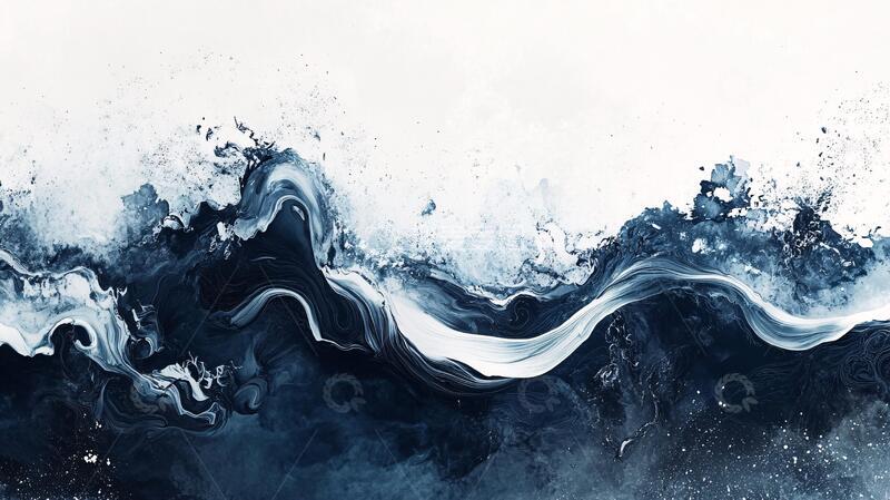 高清大图下载【趣麦麦图】蓝色流体创意抽象画4