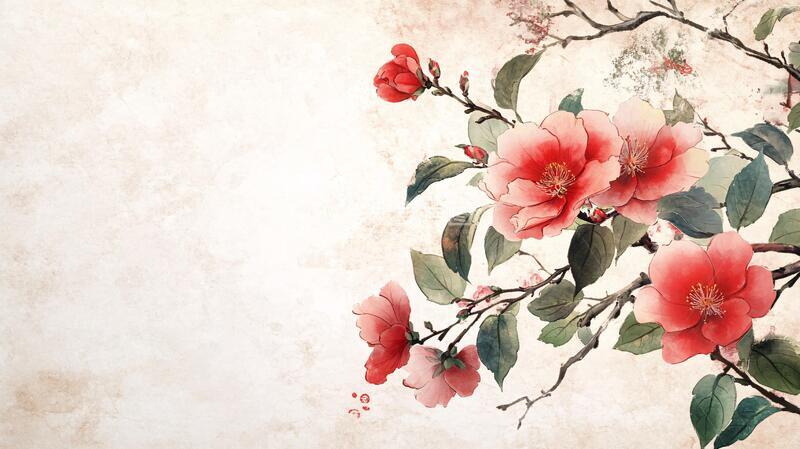 高清大图下载【趣麦麦图】水彩梅花墙纸6