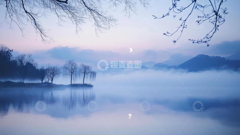 高清大图下载【趣麦麦图】梦境湖面意境梦幻倒影