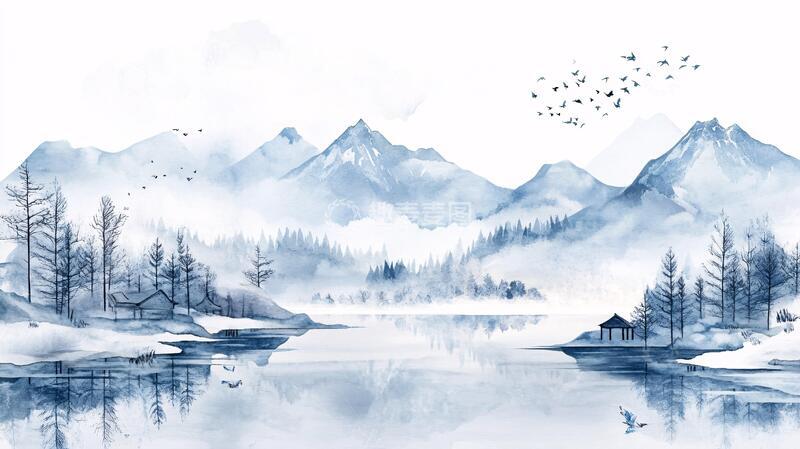 高清大图下载【趣麦麦图】磨砂山水意境画2