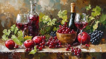 红酒壁画油画红酒壁画