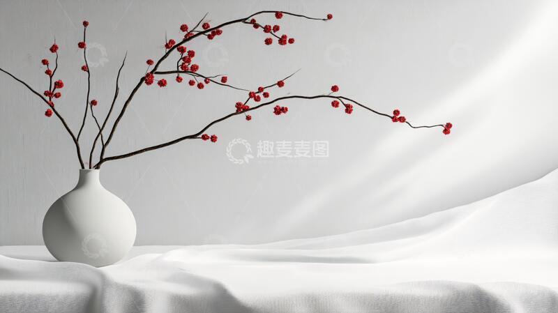 高清大图下载【趣麦麦图】禅意冬枝红果3