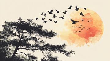 水墨中秋水墨山水中秋