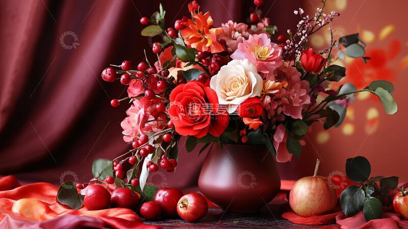 高清大图下载【趣麦麦图】红色花艺素材1