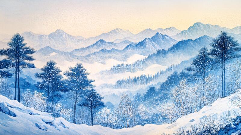 高清大图下载【趣麦麦图】雾凇艺术画雪景雾凇绘画