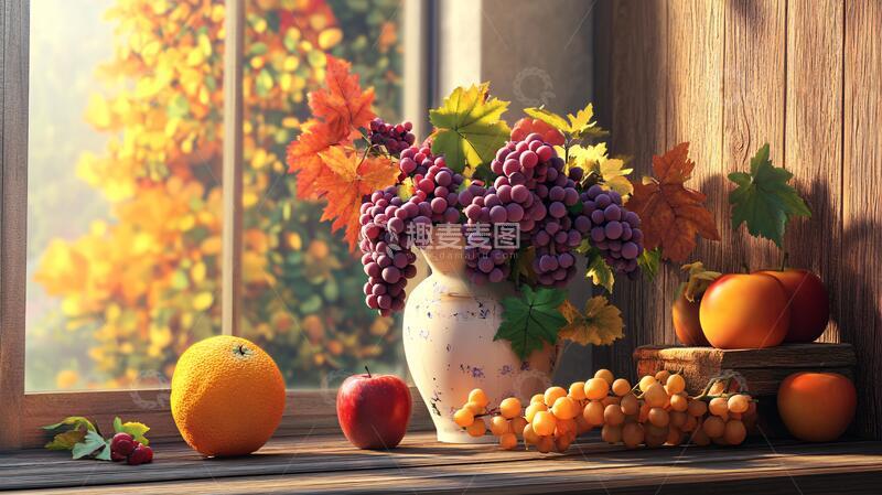 高清大图下载【趣麦麦图】葡萄场景图葡萄丰收静物