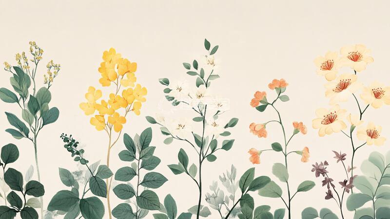 高清大图下载【趣麦麦图】植物扁平插画3