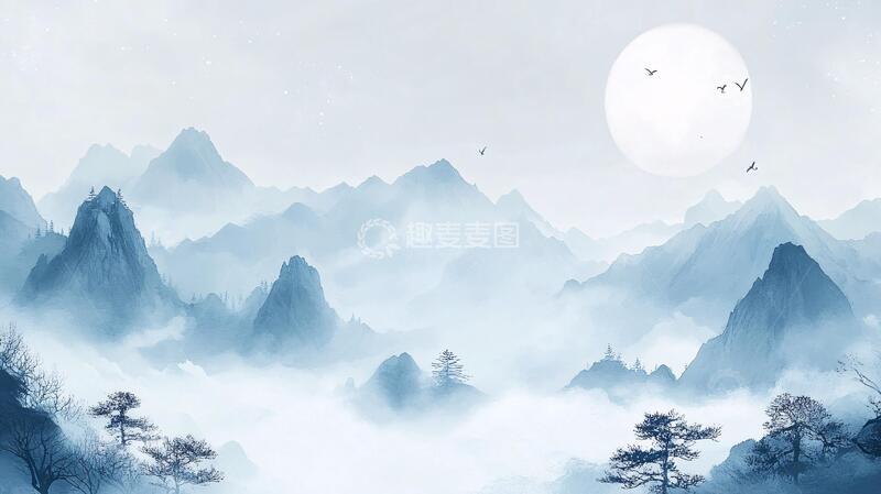 高清大图下载【趣麦麦图】诗意古风水墨山水3