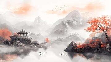 楼阁山水意境画3