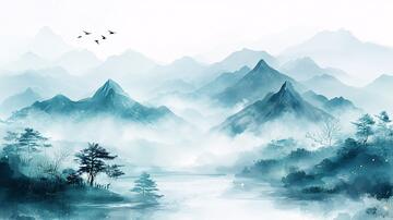 诗意古风水墨山水2