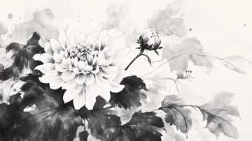 秋菊水墨水墨荷花菊花